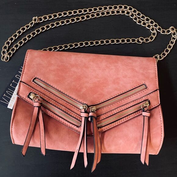 NWT Violet Ray Gold Chain Crossbody Bag Purse - Picture 1 of 6